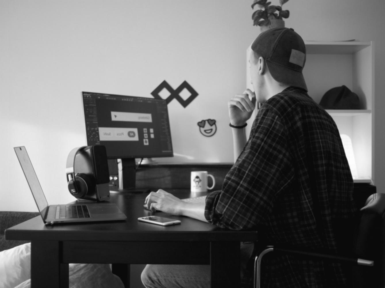 Mobile app development and support workspace showing multiple devices and testing environments